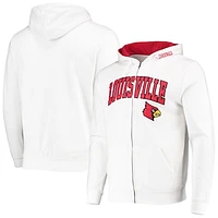 Men's Colosseum White Louisville Cardinals Arch & Logo 3.0 Full-Zip Hoodie