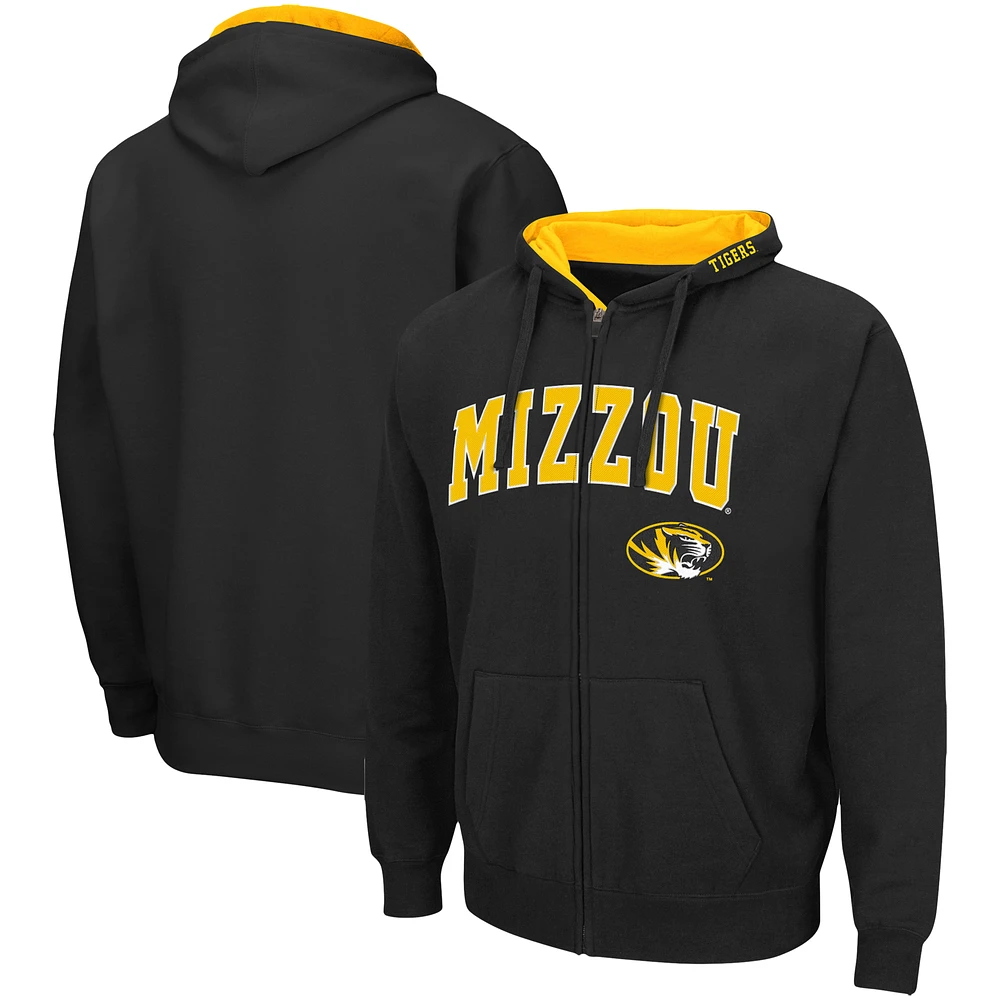 Men's Colosseum Black Missouri Tigers Arch & Logo 3.0 Full-Zip Hoodie