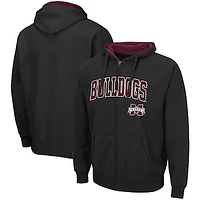 Men's Colosseum Black Mississippi State Bulldogs Arch & Logo 3.0 Full-Zip Hoodie