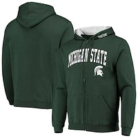 Men's Colosseum Green Michigan State Spartans Arch & Logo 3.0 Full-Zip Hoodie