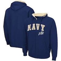 Men's Colosseum Navy Midshipmen Arch & Logo 3.0 Full-Zip Hoodie