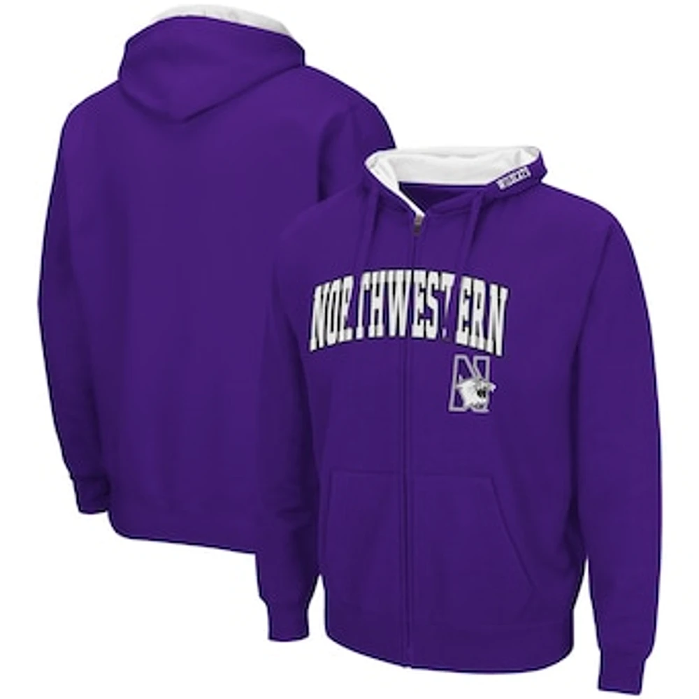 Men's Colosseum Purple Northwestern Wildcats Arch & Logo 3.0 Full-Zip Hoodie