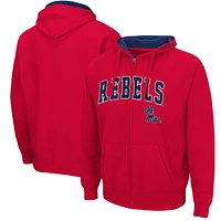 Men's Colosseum Red Ole Miss Rebels Arch & Logo 3.0 Full-Zip Hoodie