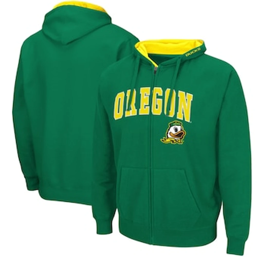 Men's Colosseum Oregon Ducks Arch & Logo 3.0 Full-Zip Hoodie