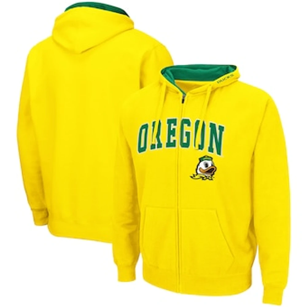 Men's Colosseum Oregon Ducks Arch & Logo 3.0 Full-Zip Hoodie