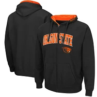 Men's Colosseum Black Oregon State Beavers Arch & Logo 3.0 Full-Zip Hoodie