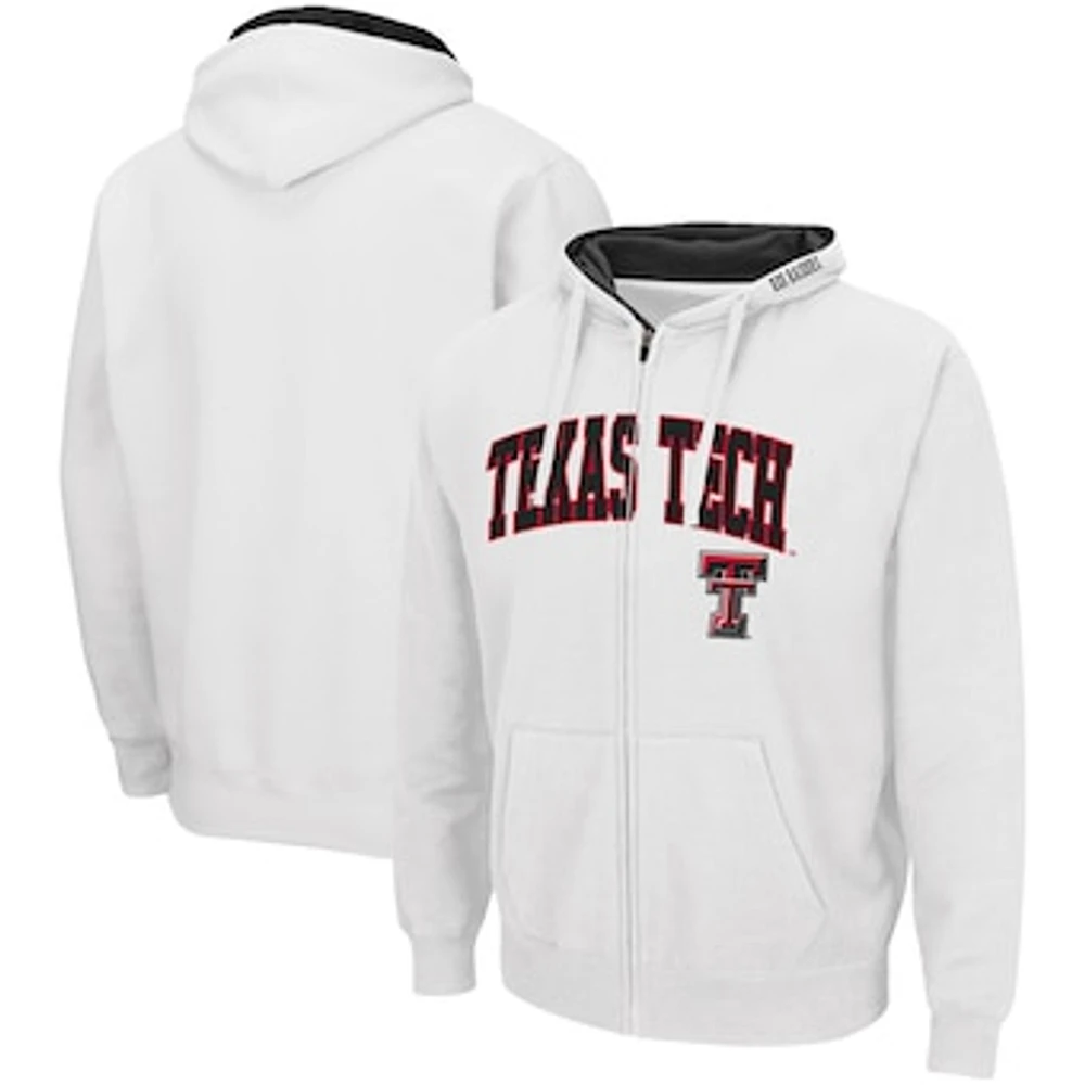 Men's Colosseum White Texas Tech Red Raiders Arch & Logo 3.0 Full-Zip Hoodie