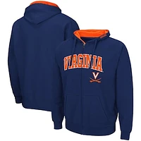 Men's Colosseum Navy Virginia Cavaliers Arch & Logo 3.0 Full-Zip Hoodie