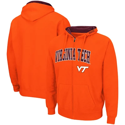 Men's Colosseum Orange Virginia Tech Hokies Arch & Logo 3.0 Full-Zip Hoodie