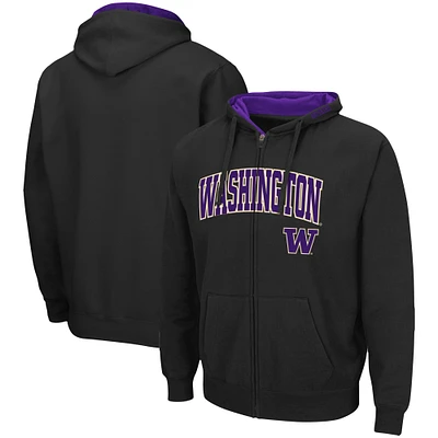 Men's Colosseum Washington Huskies Arch & Logo 3.0 Full-Zip Hoodie