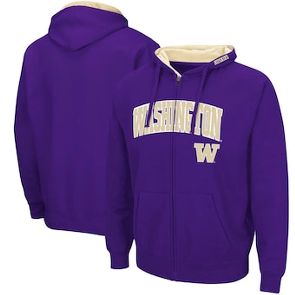 Men's Colosseum Washington Huskies Arch & Logo 3.0 Full-Zip Hoodie