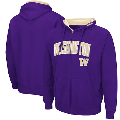 Men's Colosseum Washington Huskies Arch & Logo 3.0 Full-Zip Hoodie