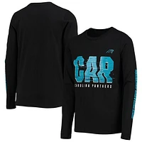 Youth Black Carolina Panthers Electric Abbreviation Long Sleeve T-Shirt