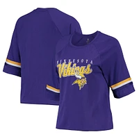 Juniors Purple Minnesota Vikings Burnout Raglan Half-Sleeve T-Shirt