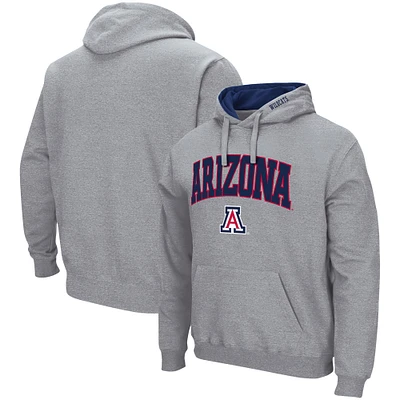 Men's Colosseum Heather Gray Arizona Wildcats Arch & Logo 3.0 Pullover Hoodie