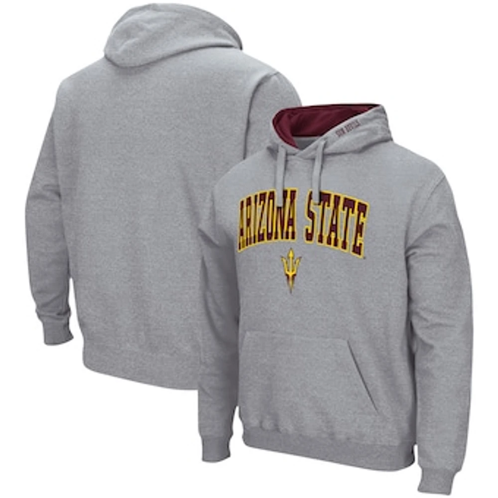 Men's Colosseum Heather Gray Arizona State Sun Devils Arch & Logo 3.0 Pullover Hoodie