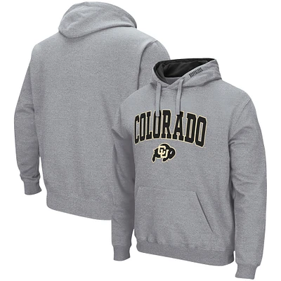 Men's Colosseum Heather Gray Colorado Buffaloes Arch & Logo 3.0 Pullover Hoodie