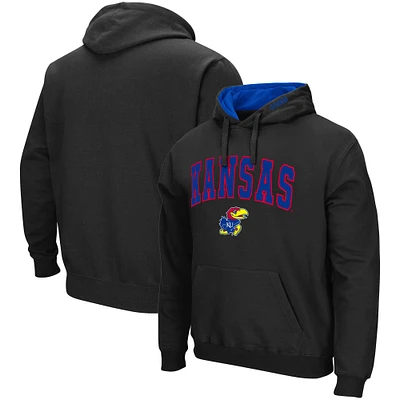 Men's Colosseum Black Kansas Jayhawks Arch & Logo 3.0 Pullover Hoodie