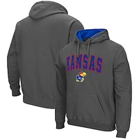 Men's Colosseum Charcoal Kansas Jayhawks Arch & Logo 3.0 Pullover Hoodie