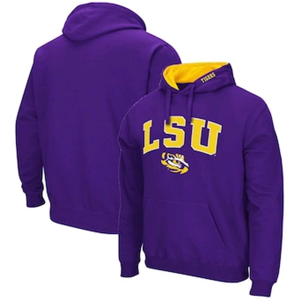 Men's Colosseum LSU Tigers Arch & Logo 3.0 Pullover Hoodie