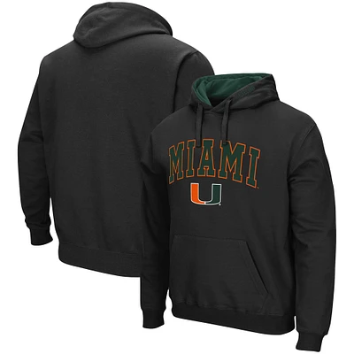 Men's Colosseum Black Miami Hurricanes Arch & Logo 3.0 Pullover Hoodie