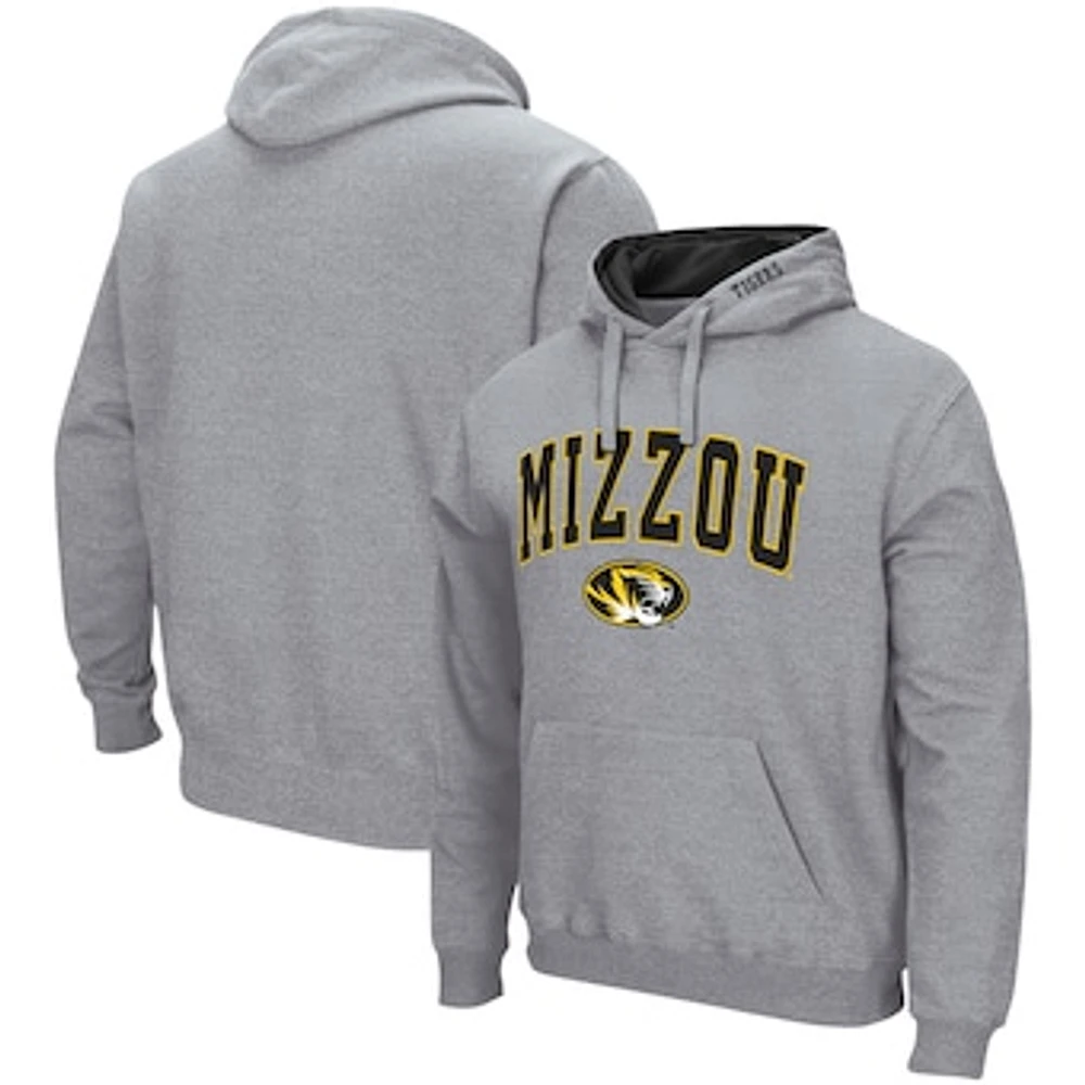 Men's Colosseum Heather Gray Missouri Tigers Arch & Logo 3.0 Pullover Hoodie