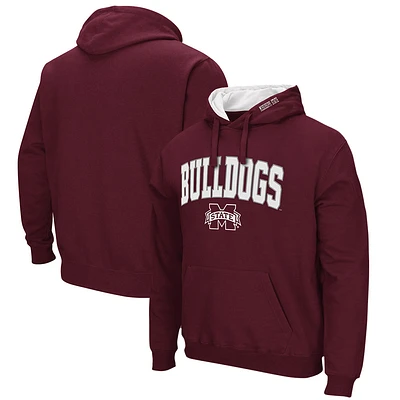 Men's Colosseum Maroon Mississippi State Bulldogs Arch & Logo 3.0 Pullover Hoodie