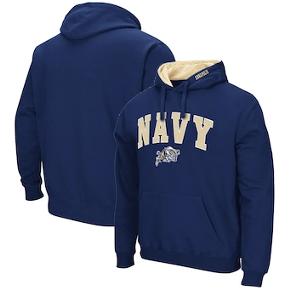 Men's Colosseum Navy Midshipmen Arch & Logo 3.0 Pullover Hoodie