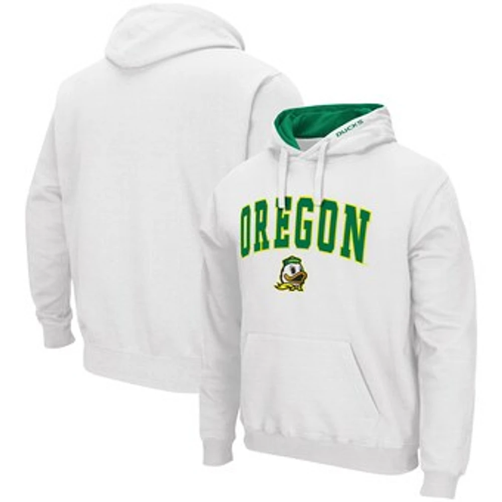 Men's Colosseum White Oregon Ducks Arch & Logo 3.0 Pullover Hoodie