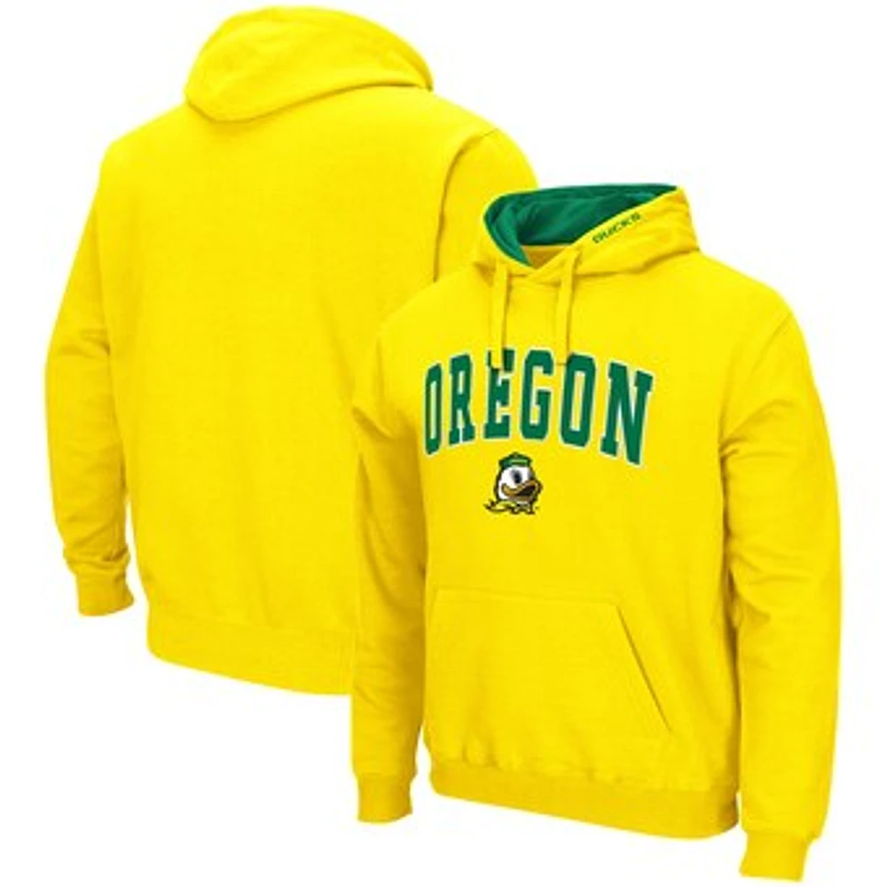 Men's Colosseum Yellow Oregon Ducks Arch & Logo 3.0 Pullover Hoodie