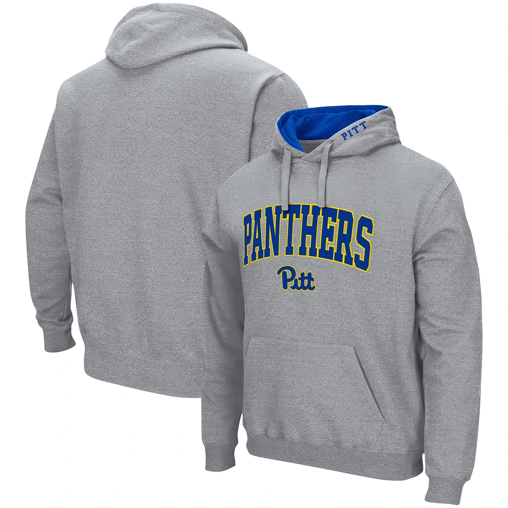 Men's Colosseum Heather Gray Pitt Panthers Arch & Logo 3.0 Pullover Hoodie