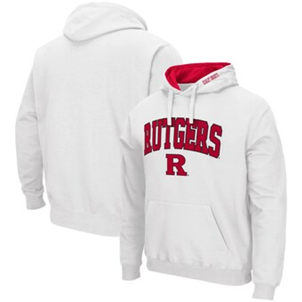 Men's Colosseum White Rutgers Scarlet Knights Arch & Logo 3.0 Pullover Hoodie