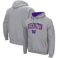 Men's Colosseum Heather Gray Washington Huskies Arch & Logo 3.0 Pullover Hoodie