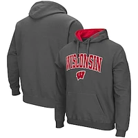 Men's Colosseum Charcoal Wisconsin Badgers Arch & Logo 3.0 Pullover Hoodie