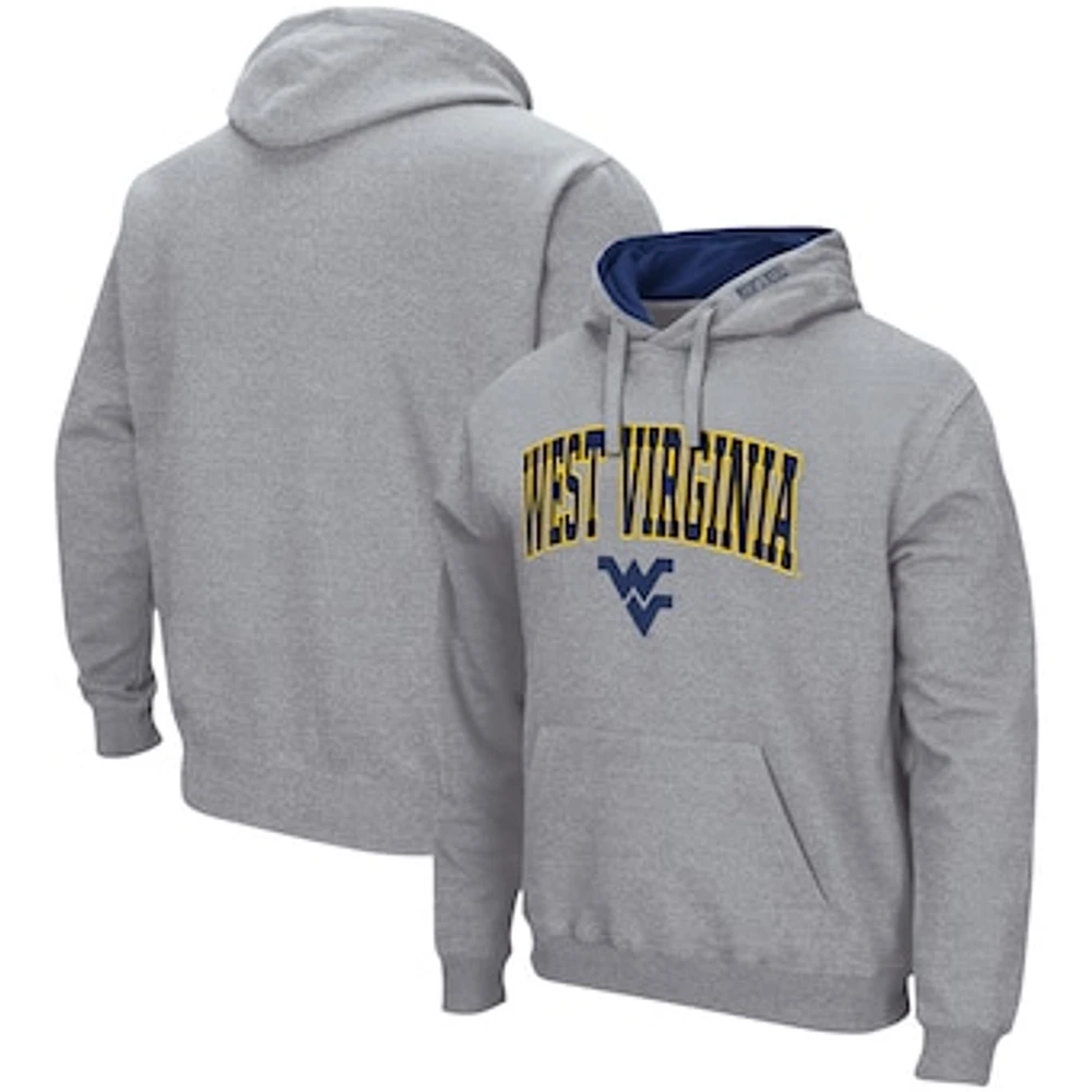 Men's Colosseum Heather Gray West Virginia Mountaineers Arch & Logo 3.0 Pullover Hoodie