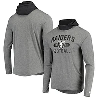 Men's New Era Gray/Black Las Vegas Raiders Active Block Hoodie Long Sleeve T-Shirt