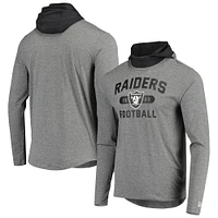 Men's New Era Gray/Black Las Vegas Raiders Active Block Hoodie Long Sleeve T-Shirt