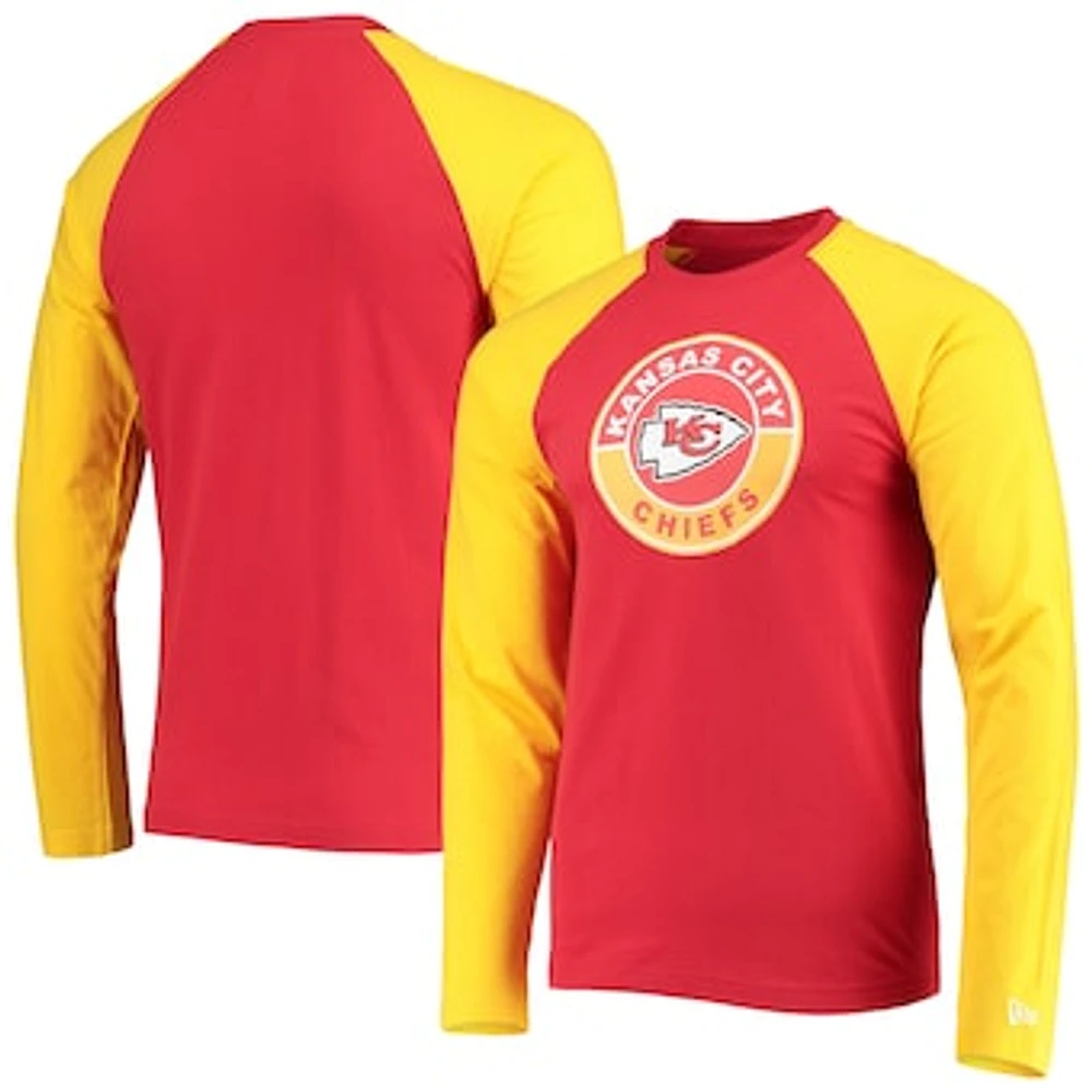 Men's New Era Red/Gold Kansas City Chiefs League Raglan Long Sleeve T-Shirt