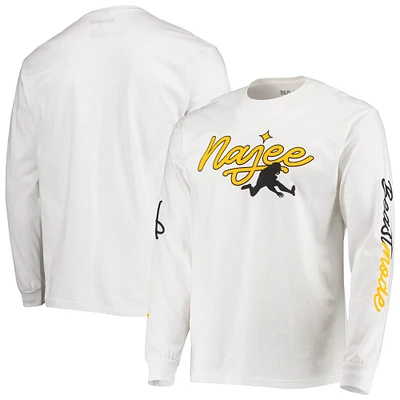 Men's Najee Harris White Beast Mode Pittsburg Long Sleeve T-Shirt