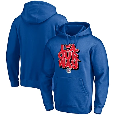 Men's Fanatics Royal LA Clippers L.A. Our Way Post Up Hometown Collection Fitted Pullover Hoodie