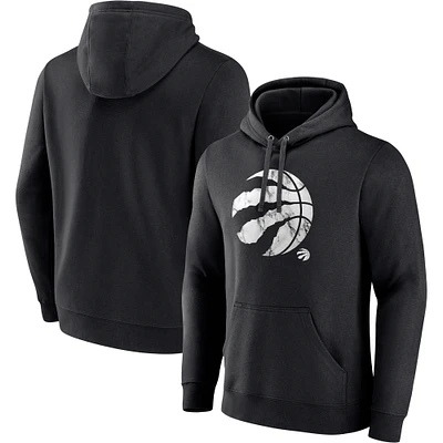 Men's Fanatics Black Toronto Raptors Marble Logo - Fitted Pullover Hoodie