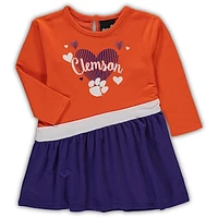 Girls Infant Orange Clemson Tigers Heart French Terry Dress