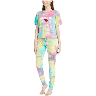 Women's Concepts Sport Oregon State Beavers Velodrome Tie-Dye Top & Jogger Pants Set