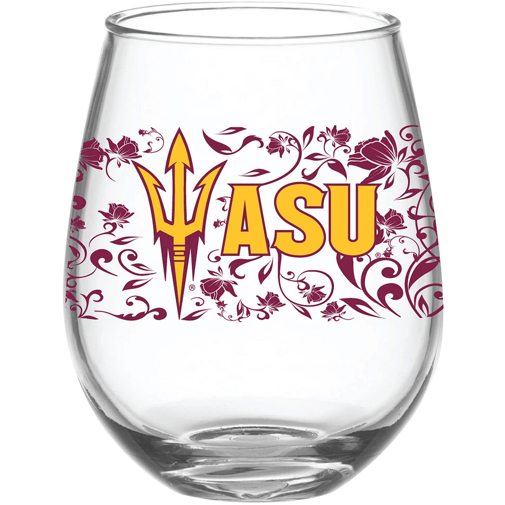 Arizona State Sun Devils 15oz. Floral Stemless Wine Glass