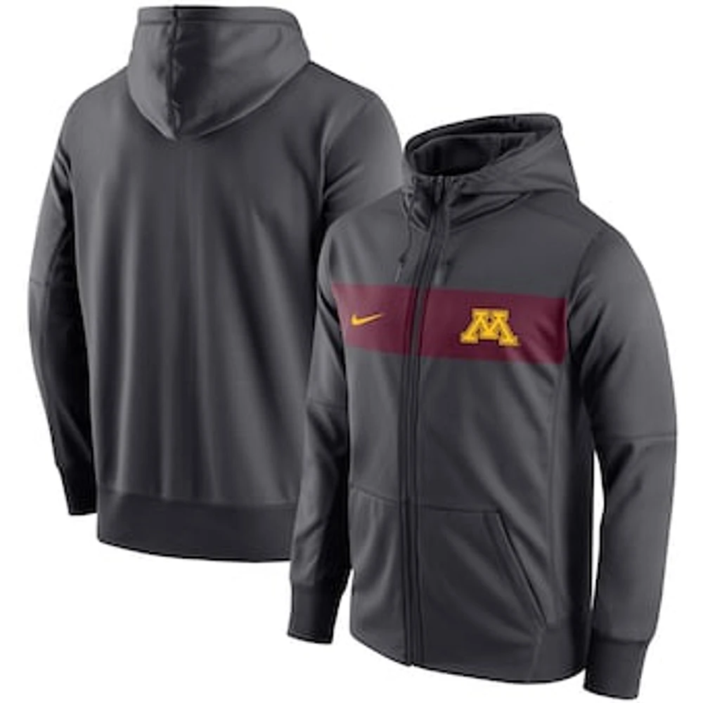 Men's Nike Anthracite Minnesota Golden Gophers Logo Performance Full-Zip Hoodie