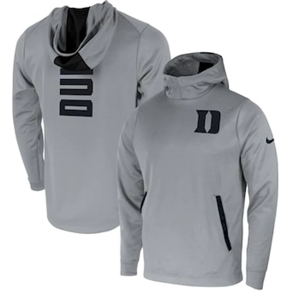 Men's Nike Gray Duke Blue Devils 2-Hit Performance Pullover Hoodie