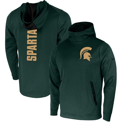 Men's Nike Green Michigan State Spartans 2-Hit Performance Pullover Hoodie