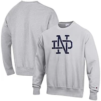 Men's Champion Heathered Gray Notre Dame Fighting Irish Vault Logo Reverse Weave Pullover Sweatshirt