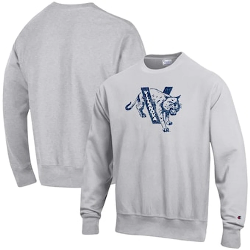 Men's Champion Heathered Gray Villanova Wildcats Vault Logo Reverse Weave Pullover Sweatshirt