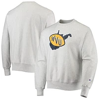 Men's Champion Heathered Gray West Virginia Mountaineers Vault Logo Reverse Weave Pullover Sweatshirt